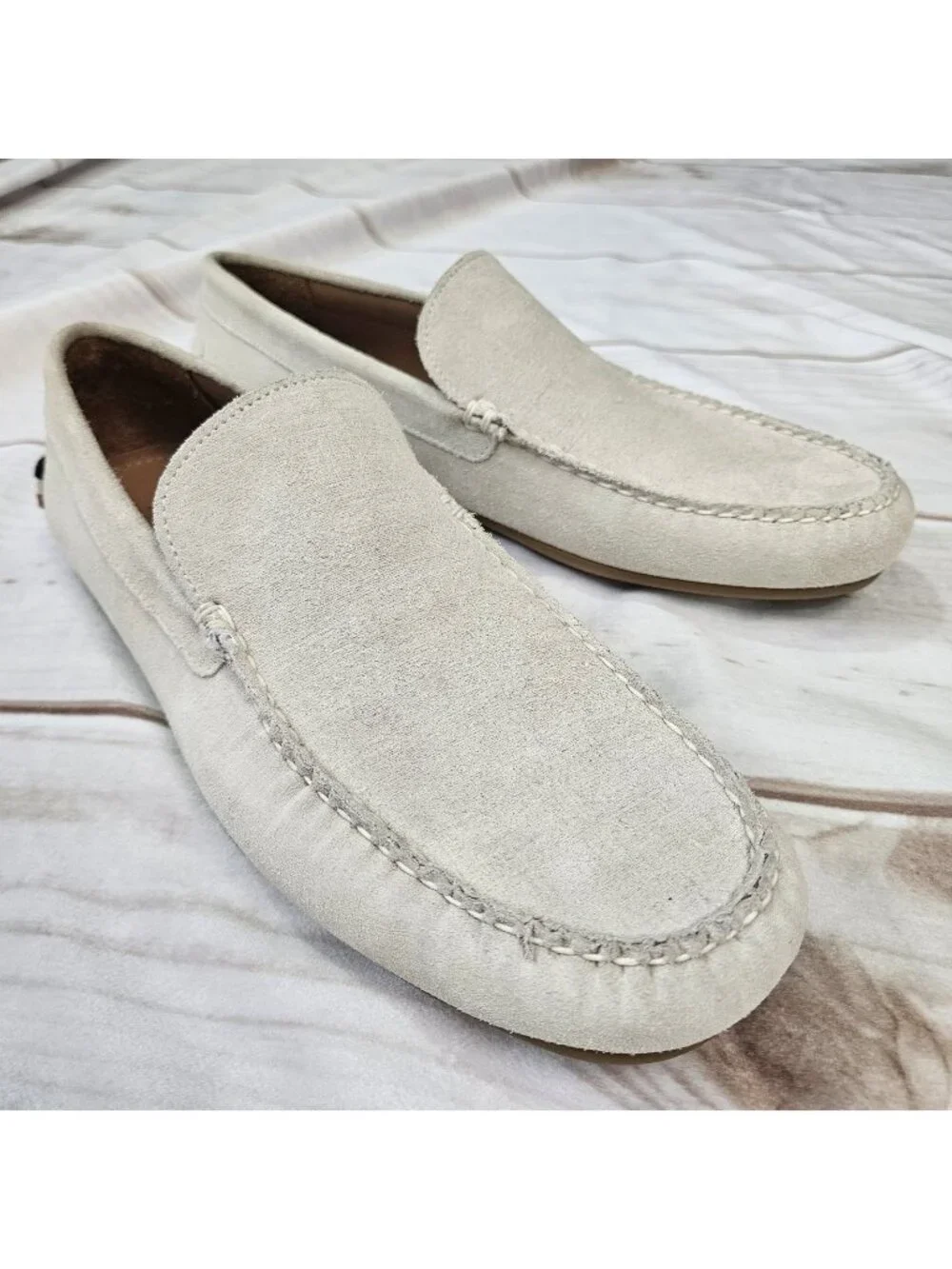 Allen Edmonds Santiago Driving Loafers Size 10.5 D Brand New 300$ Light Gray